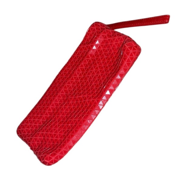 Textured Cestac Pouch  Wristlet Red - Picture 2 of 10